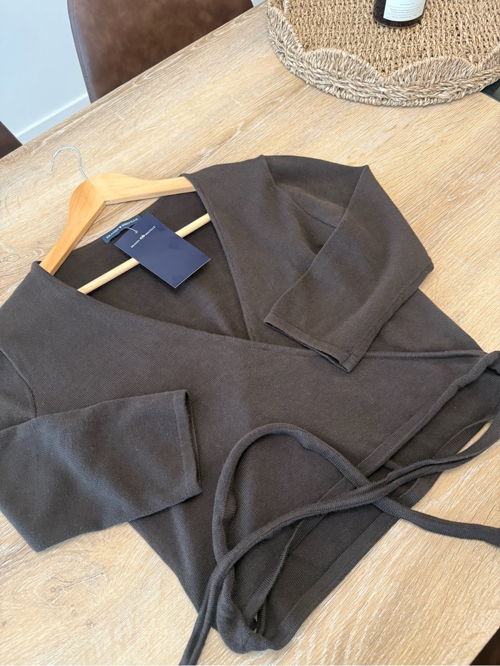 brandy melville clara wrap top chocolate brown